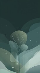 svg illustration style abstract night forest background. serenity. modern design. green color scheme.