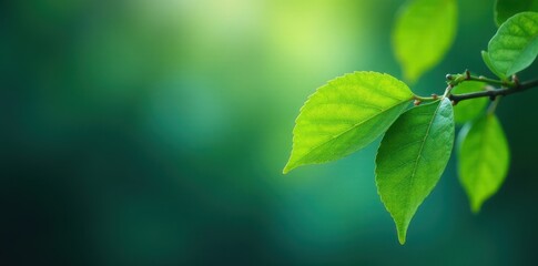 Lime and turquoise leaf on blue-green tree branch, nature, leaf
