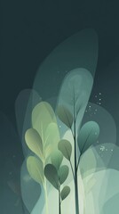 svg illustration style abstract night forest background. serenity. modern design. green color scheme.