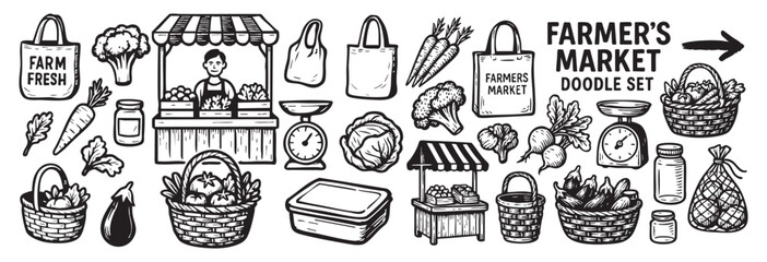 Farmer’s Market Essentials set vector illustration
