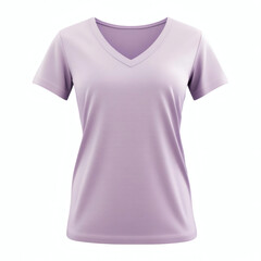 Plain light purple V-neck t-shirt 3D mockup showcasing front view for women's casual wear presentation on white background.