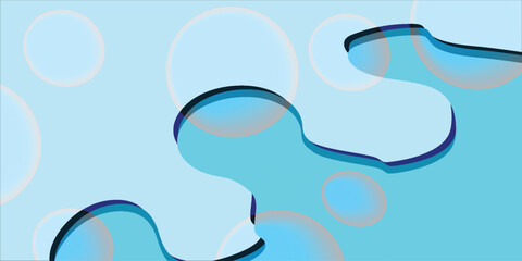 Abstract blue modern background with circle elements. Softness concept when looking. Bubble vector illustration for t-shirts, posters, banners and packaging.