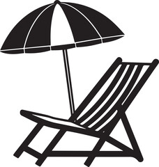 beach chair and umbrella silhouette vector, beach chair and umbrella illustration vector, beach chair and umbrella vector black and white