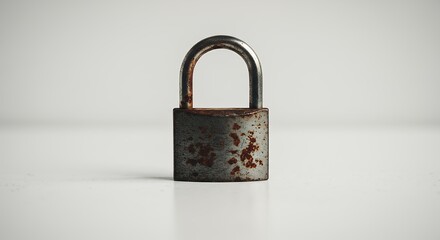 Naklejka premium Rusty padlock on white background