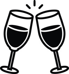 Wine Glasses Toast Silhouette