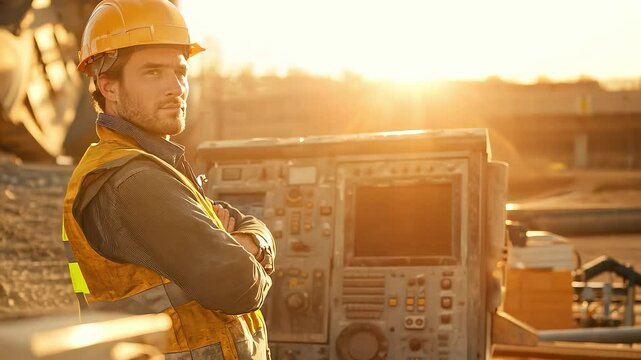 Construction Site Engineer Operating Heavy Machinery