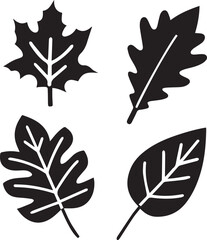 Fototapeta premium leaves silhouette vector set, set of leaves illustration vector, leaves vector black and white