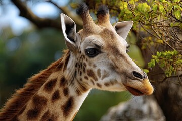 Fototapeta premium A closeup of a Giraffe in the park