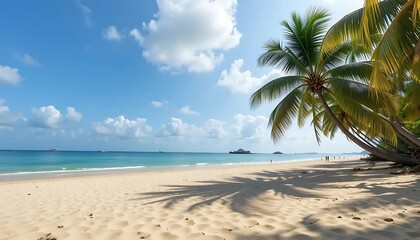 tropical beach with palm trees