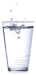 water splash poured in glass cup