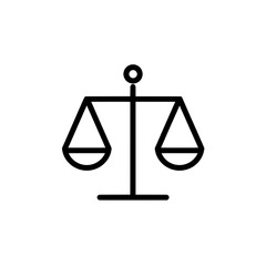Legal balance icon with rounded base in minimalist vector design