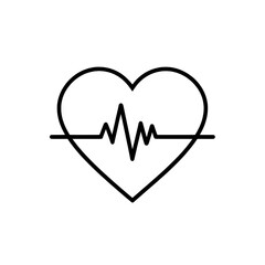 Heart shape with pulse line icon symbolizing cardiovascular health and medical monitoring