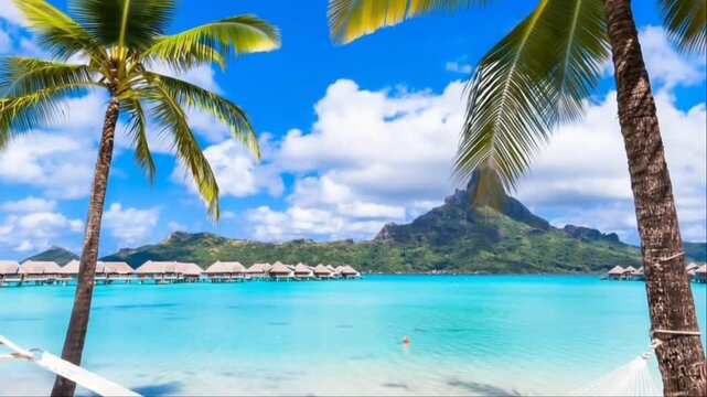 Bora Bora Island, French Polynesia. Aerial view.