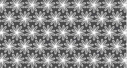 vector seamless pattern with flowers black and white design