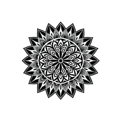 Traditional Floral Mandala Line Art Design 