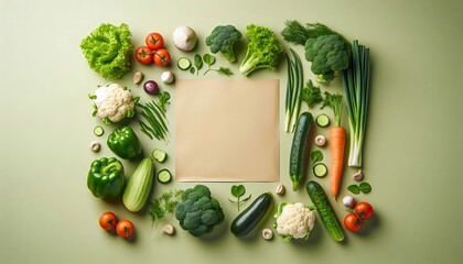 Fresh Vegetables Frame A Healthy Eating Guide with Recipe Ideas