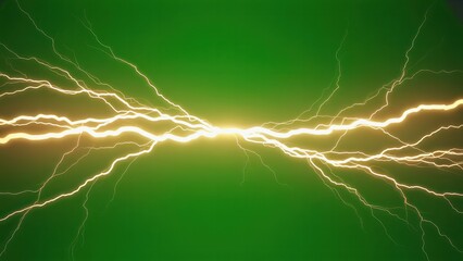 Electric Energy Surge: An eye-catching depiction of a high-energy bolt of lightning, electrifying the air with its intense glow, all against a vivid green background.