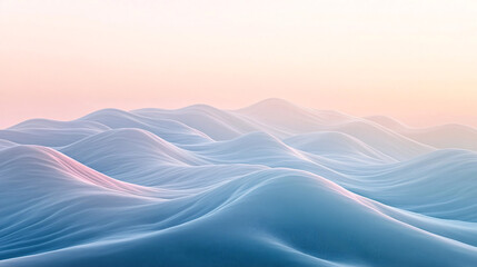 Abstract waves in shades of blue create a peaceful and dreamy landscape.