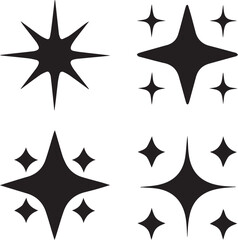 sparkle stars logo vector set, sparkle stars illustration vector, sparkle stars silhouette vector icon