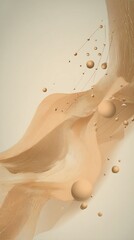 Obraz premium Abstract Beige Wave Form with Spheres