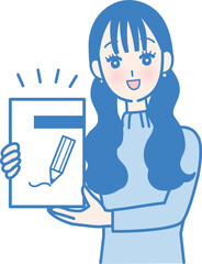 教科書を持つ女性のイラスト