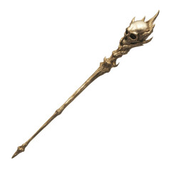 Ornate Skull-Topped Staff, Mystical Wooden Wand, Fantasy Prop