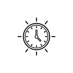 Minimalist Clock Icon with Rays - Vector Illustration for Time Management and Schedule Concepts, UI UX, and Graphic Design Projects