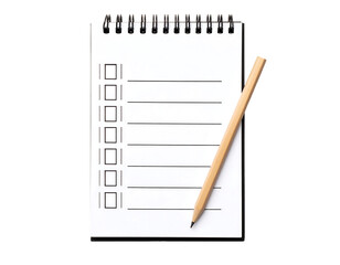 Blank checklist notebook and pencil