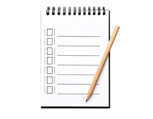 Blank checklist notebook and pencil