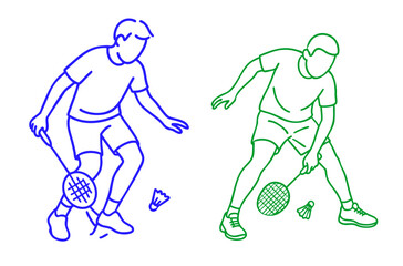 Fototapeta premium Badminton Players Between-the-legs (tweener) shot pose Ready for Action