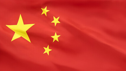National flag of China with fabric texture waving	