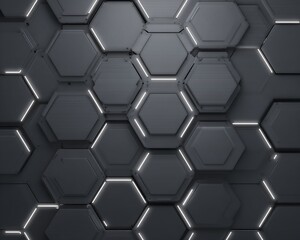 Fototapeta premium Dark Grey Hexagonal Grid with White Illumination