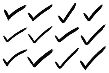 Grunge tick icon collection. Hand painted grunge brush tick symbol design element. eps 10. © Hike Studio 444