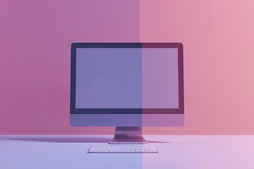Computer Device Mockup with Minimalist Background and Editable Color for Object and Background