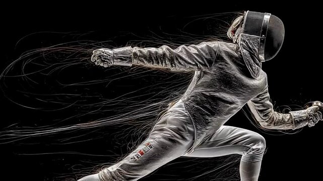 Dynamic Fencing Action A Female Athlete in Motion