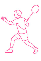 Badminton Players Ready for Action Deception pose (body facing one direction, racket angled opposite)