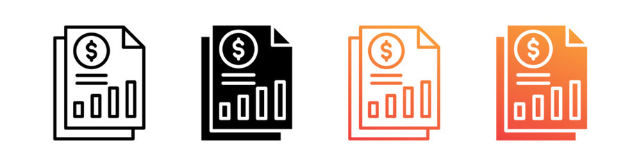 Report Multiple Style Icon Set Vector 