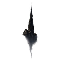 Ethereal Gothic Spire A Floating Castle in the Mist