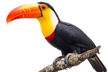 Fototapeta premium Toucan on the branch isolated on white background, clipping path