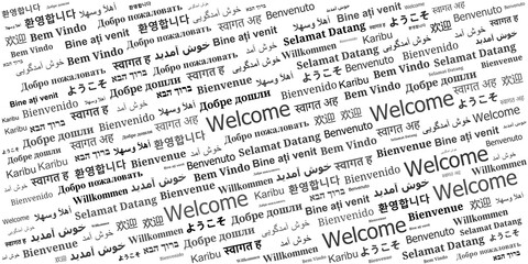 Welcome in Multiple Languages Word Cloud Design © Danawan Purbanggoro