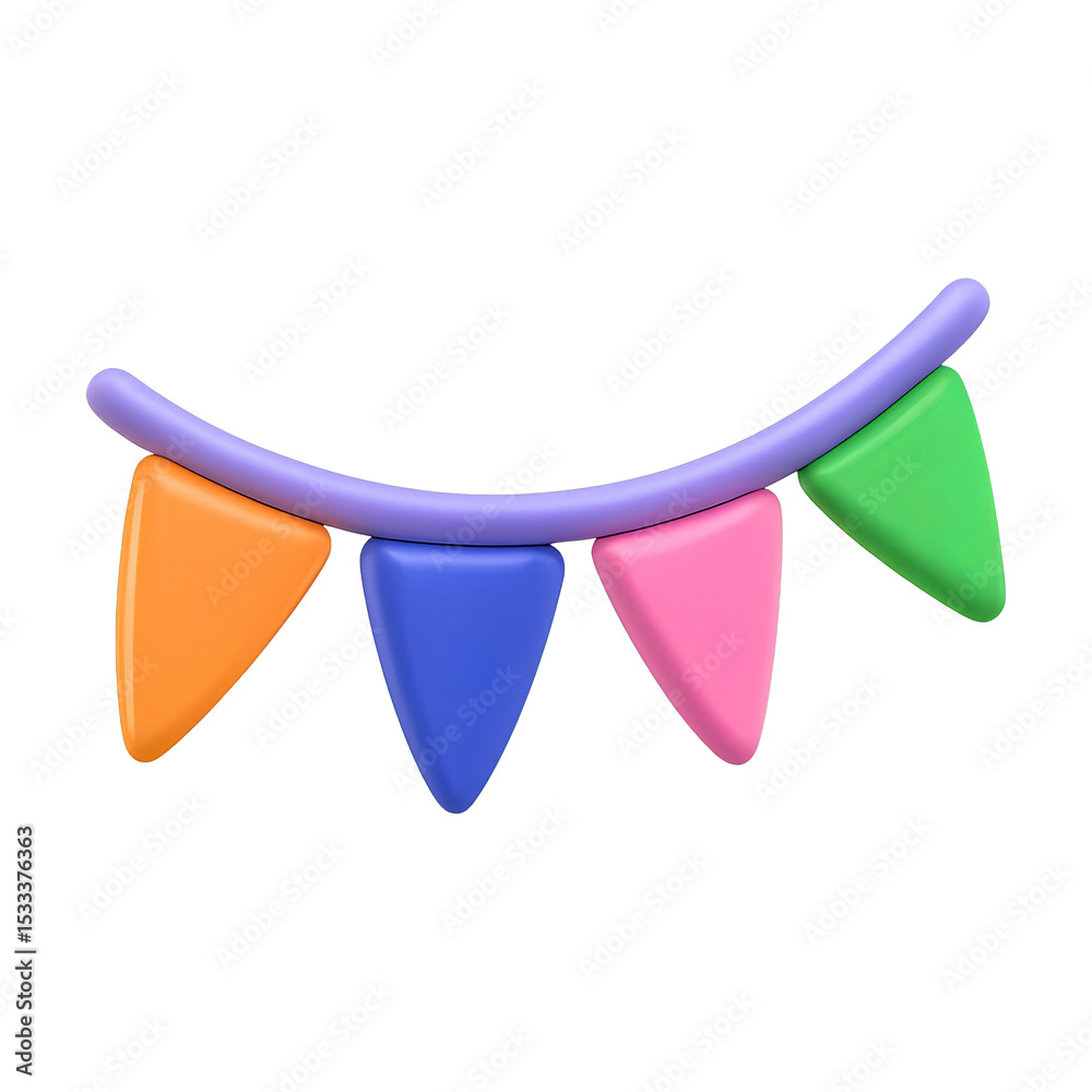 Canvas Prints colorful bunting flags 3d render icon isolated on transparent background cutout