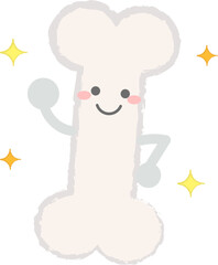 手描きの骨のキャラクターのイラスト 元気な骨