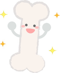 手描きの骨のキャラクターのイラスト 元気な骨