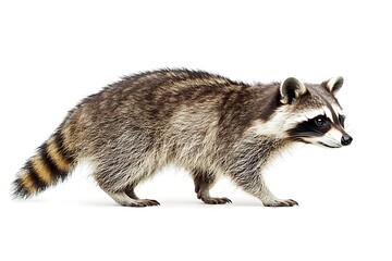 Fototapeta premium Raccoon, Procyon , in front of white background