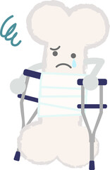 手描きの骨のキャラクターのイラスト　骨折