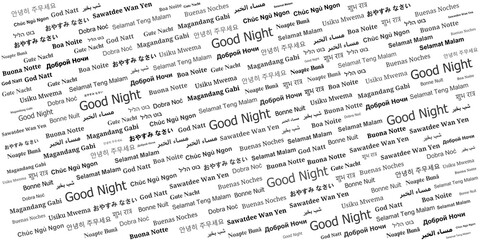 "Good Night" Word Cloud in Multiple Languages