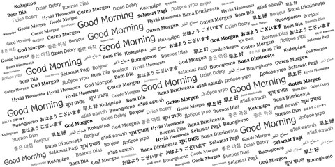 Multilingual Good Morning Text Pattern Background