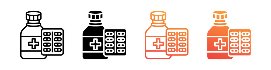 Fototapeta premium Pharmaceutical Multiple Style Icon Set Vector 