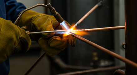 Welding Copper Pipes with Torch