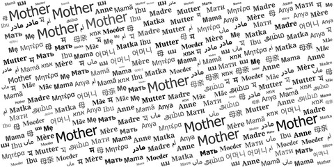 Fototapeta premium Mother Word Cloud Pattern in Multiple Languages